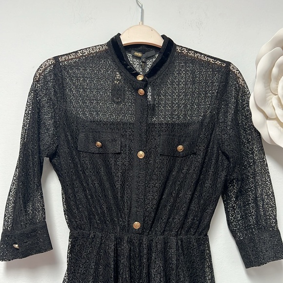 MAJE Ramona velvet trimmed lace mini dress size 3=Large NWT - Picture 6 of 12